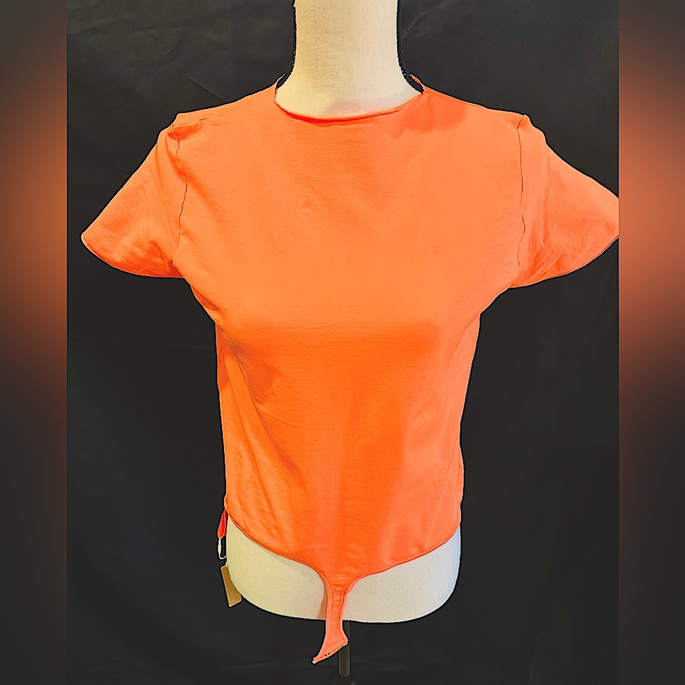 SKIMS Essential T-Shirt Bodysuit, Orange Highlighter; New with Tags, Si…